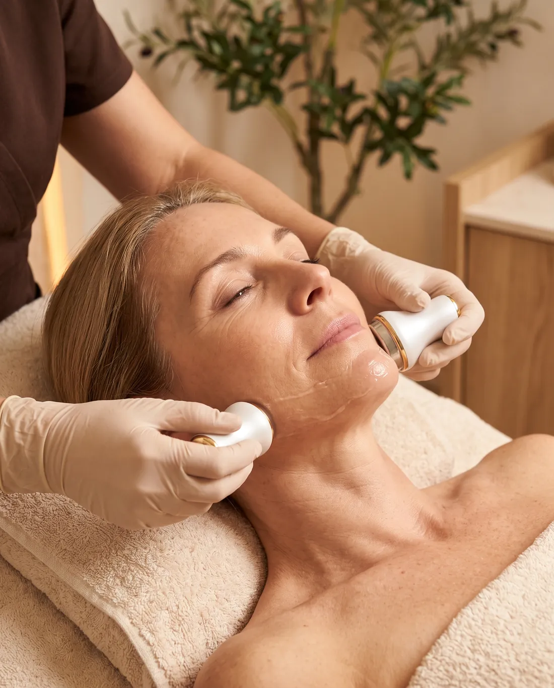 Tratamiento de radiofrecuencia facial en el contorno del rostro